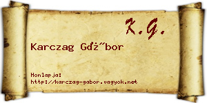 Karczag Gábor névjegykártya